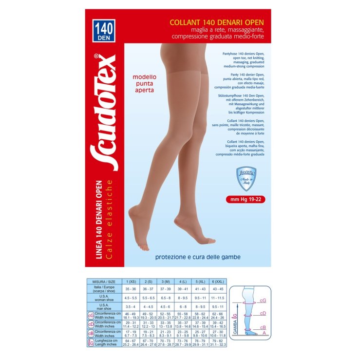 Scudotex Collant Classic Taglia Forte 140 Denari, Compressione Graduata, Nero, Misura 4 - 2